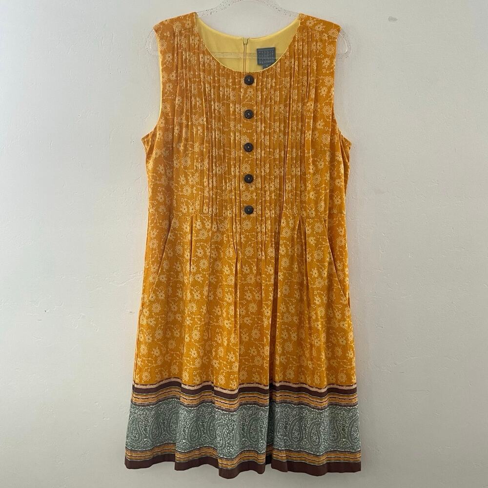 Vintage Rabbit Rabbit Rabbit Designs Sleeveless Dress Plus Size 16 Gold Floral